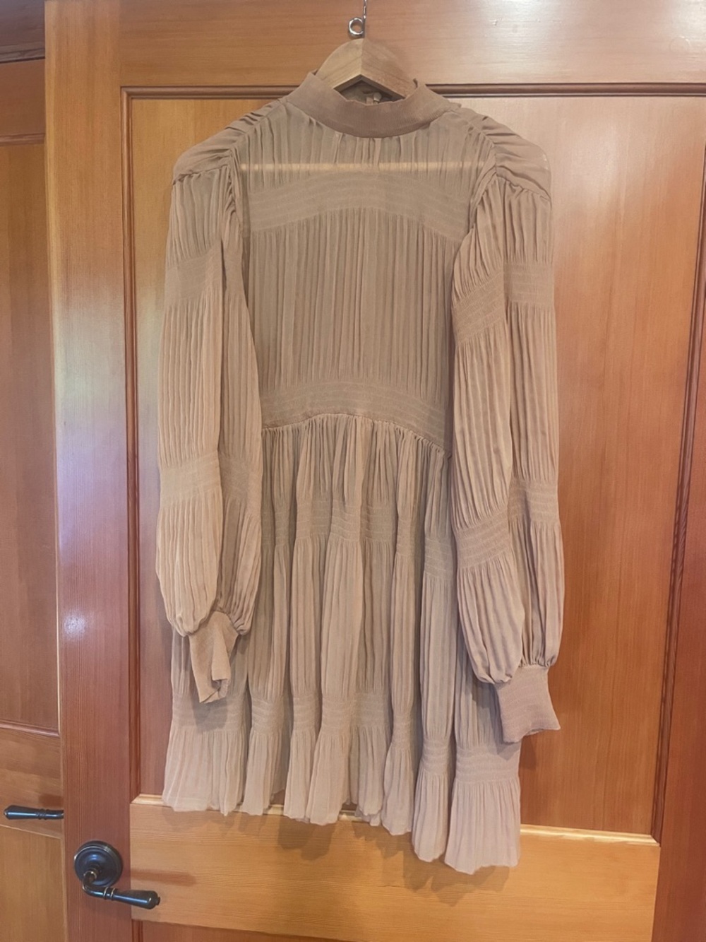 Sheer High Neck Long Sleeve Babydoll Dress